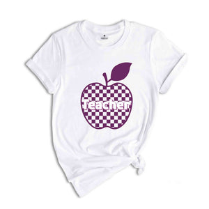 Teacher Apple Shirt, Checkered Teacher Shirt, School Teacher Shirt, Back To School Shirt, Teacher Shirt, Primary Teacher Shirt