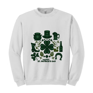 St Patricks Day Sweatshirt, Lucky Shamrock Sweater, Irish Green Sweater, Clover Pullover, Festive Sweatshirt