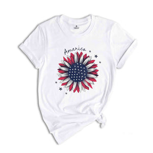 Vintage America Sunflower Shirt, USA Flag Flower Shirt, 4th Of July Shirt, Freedom Shirt, Independence Shirt