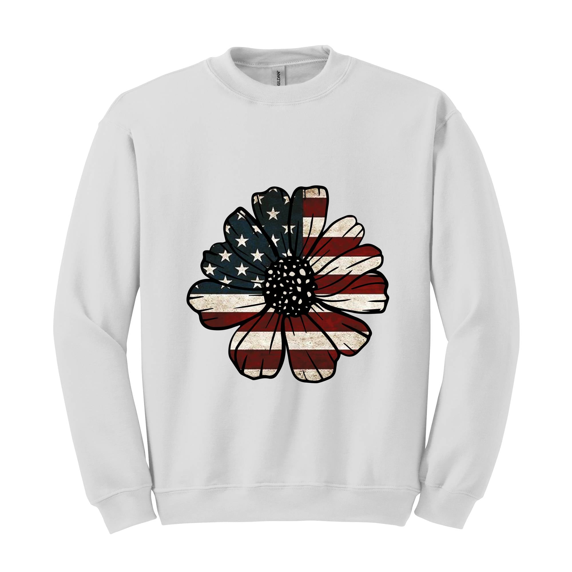 USA Flag Flower Sweatshirt, Independence Day Sweatshirt, 4th Of July Flag Graphic Hoodie, Freedom Sweatshirt, America Sweatshirt