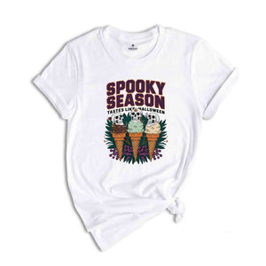 Spooky Season Tastes Like Halloween Shirt, Funny Halloween Shirt, Ghost Shirt, Halloween Gift, Retro Fall Shirt, Ice Cream Lover Gift