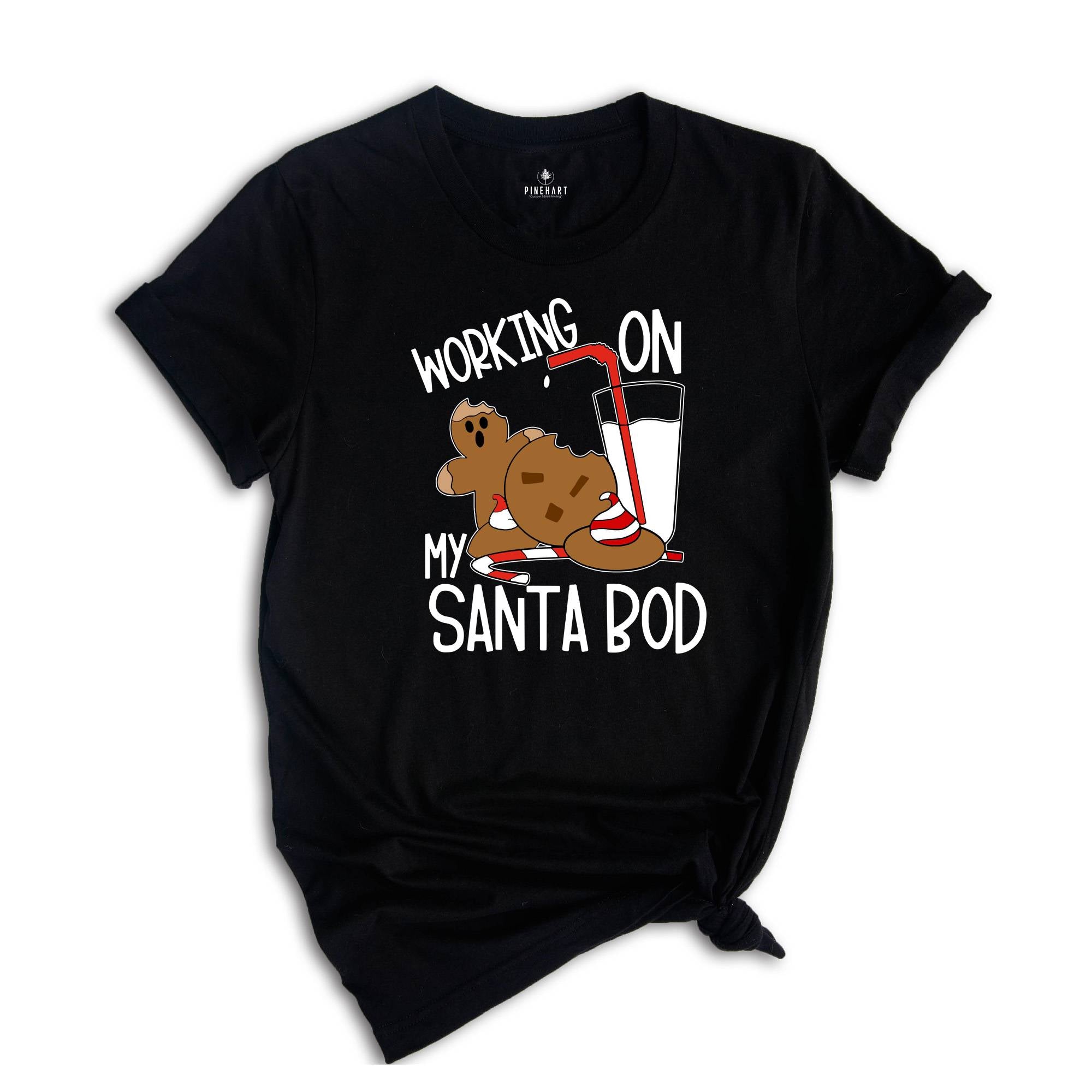 Working On My Santa Bod Shirt, Christmas Calories, Funny Christmas Tee, Christmas Family T-shirt, Family Reunion, Fat Santa Gift