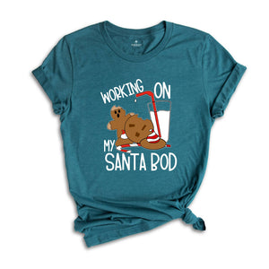 Working On My Santa Bod Shirt, Christmas Calories, Funny Christmas Tee, Christmas Family T-shirt, Family Reunion, Fat Santa Gift