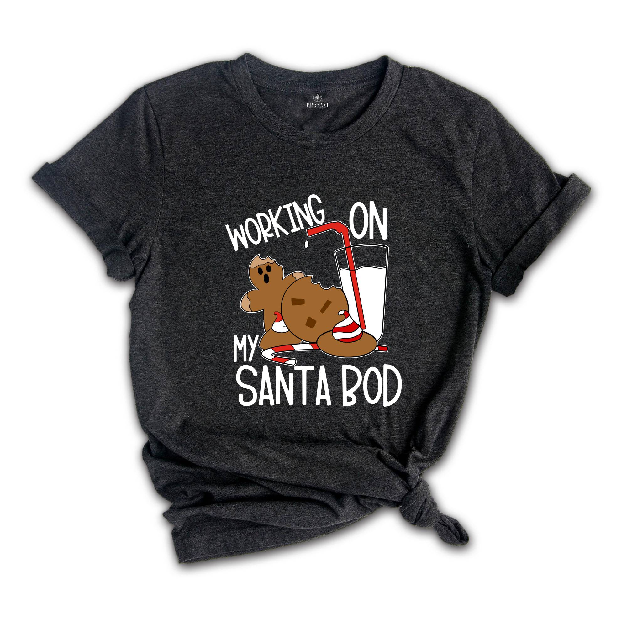 Working On My Santa Bod Shirt, Christmas Calories, Funny Christmas Tee, Christmas Family T-shirt, Family Reunion, Fat Santa Gift