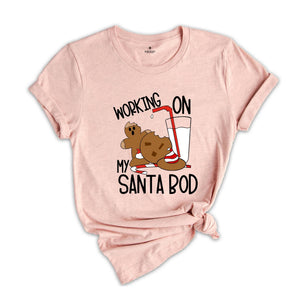 Working On My Santa Bod Shirt, Christmas Calories, Funny Christmas Tee, Christmas Family T-shirt, Family Reunion, Fat Santa Gift