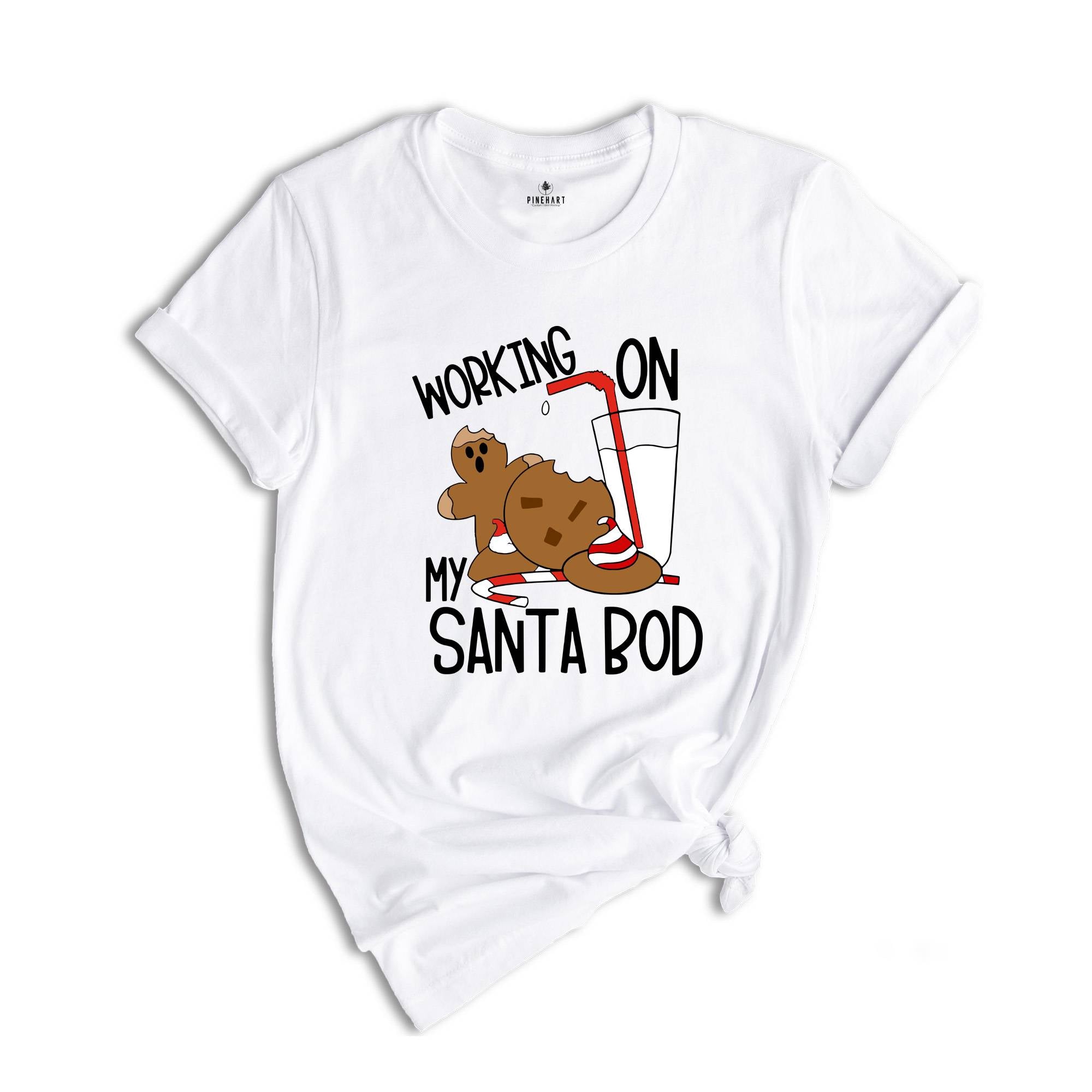 Working On My Santa Bod Shirt, Christmas Calories, Funny Christmas Tee, Christmas Family T-shirt, Family Reunion, Fat Santa Gift