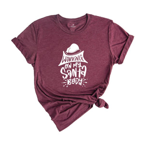 Working On My Santa Body Shirt, Christmas Calories, Funny Christmas Tee, Christmas Family Tee, Family Reunion, Fat Santa Shirt